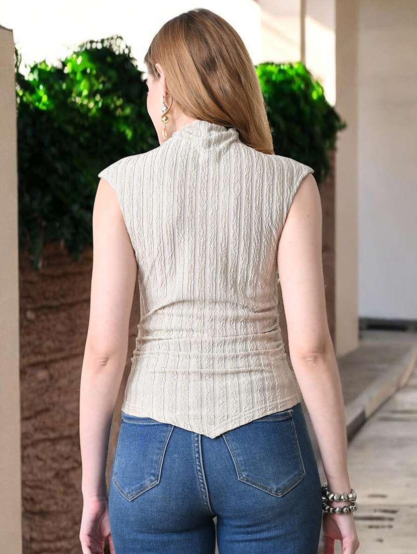 Women Self Design Cap Sleeves Regular Top - 22702874 -  Standard Image - 4