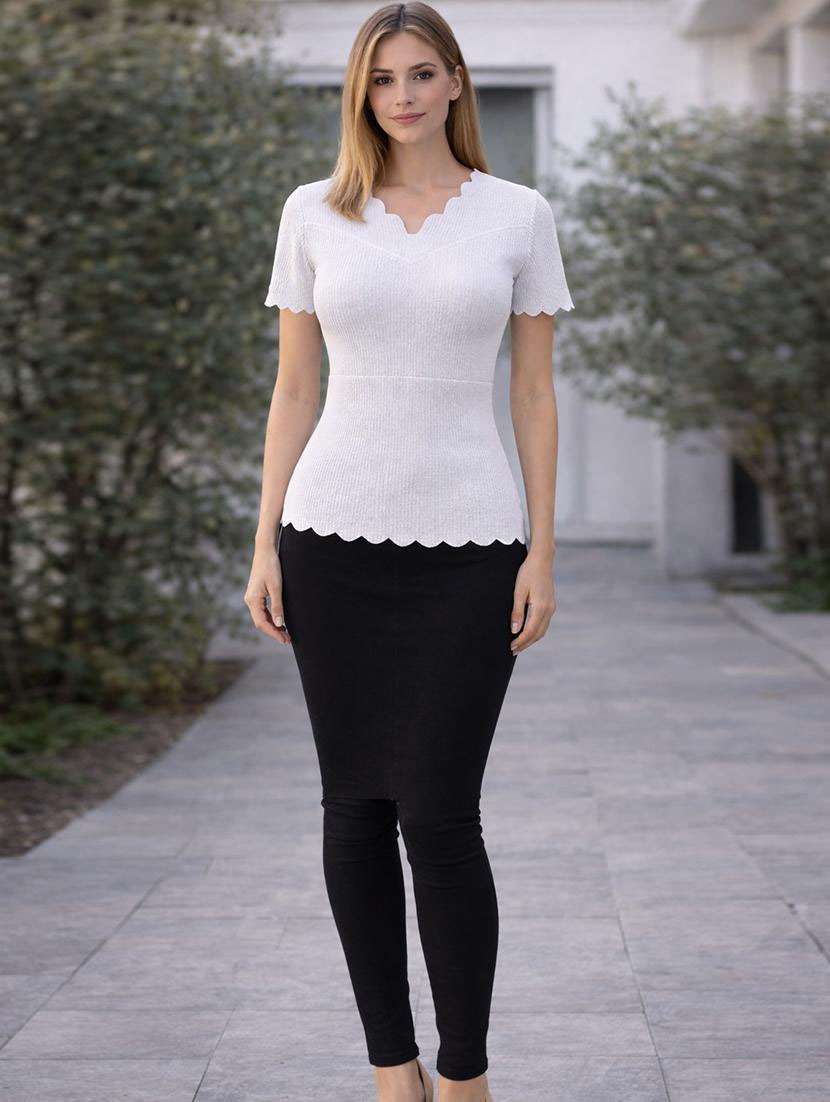 Women Self Deisgn Short Sleeves Regular Top - 22702884 -  Standard Image - 4