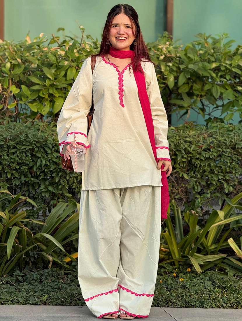 women solid long sleeves kurta farshi salwar set with dupatta