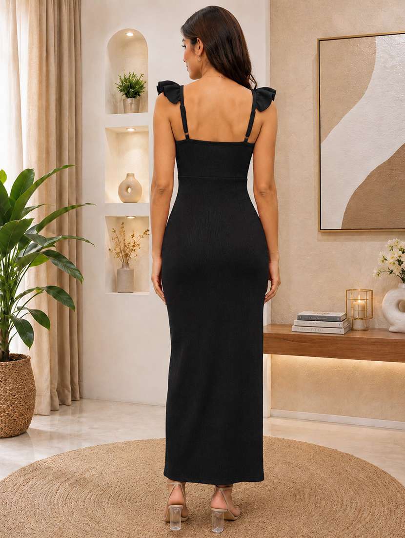 Women Solid Sleeveless High Slit Dress - 22703205 -  Standard Image - 4