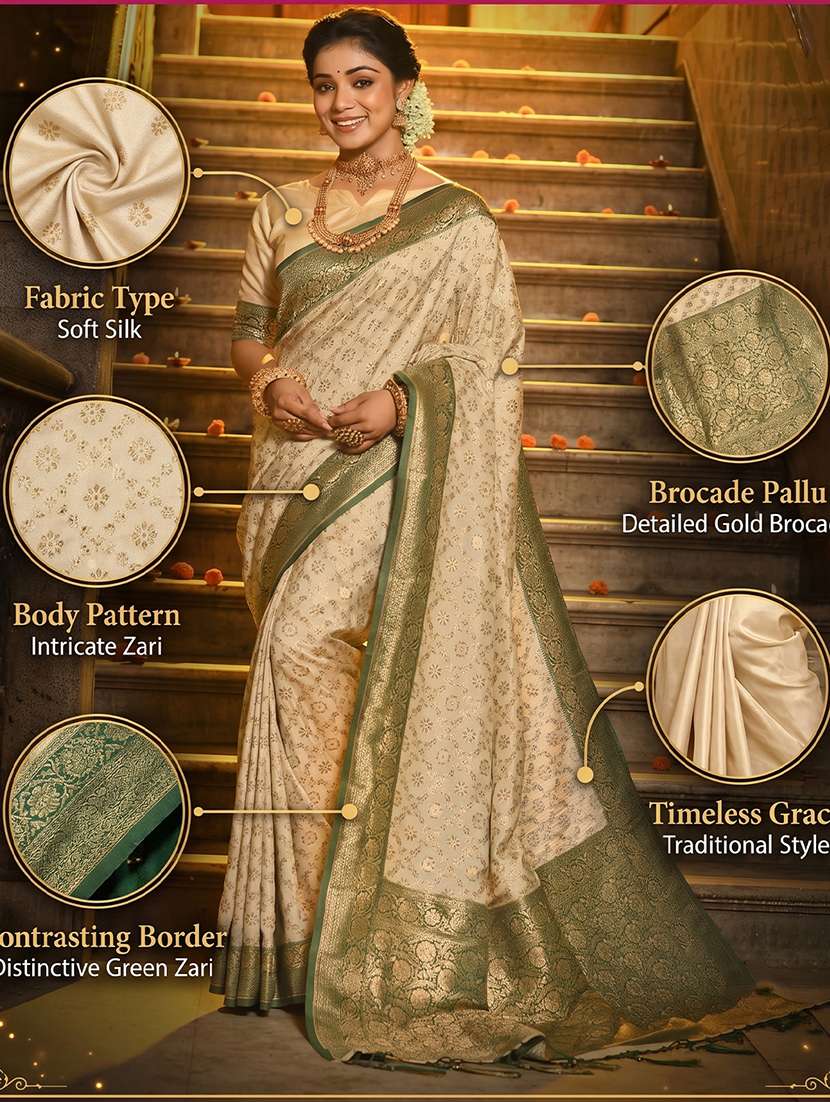 Women Self Design Banarasi Saree With Blouse - 22703340 -  Standard Image - 4