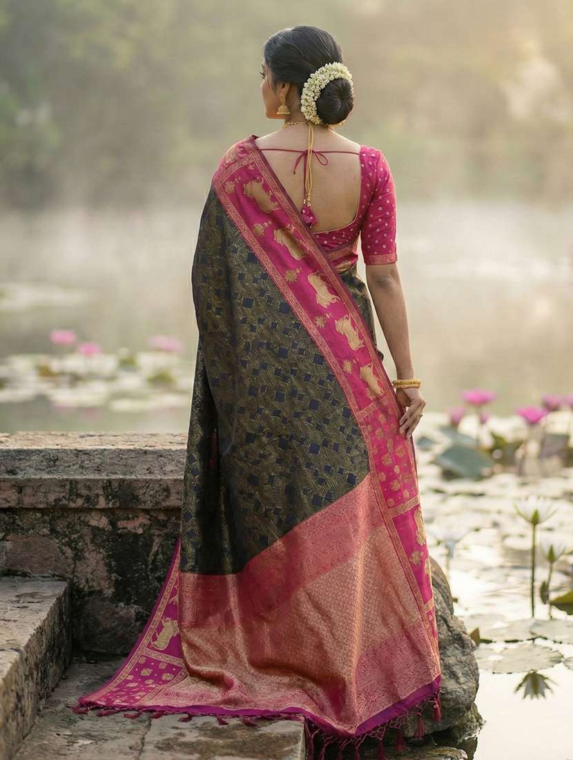 Women Self Design Banarasi Saree With Blouse - 22703372 -  Standard Image - 1