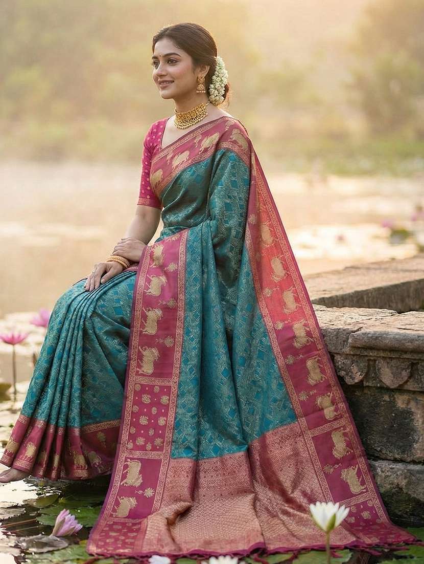 Women Self Design Banarasi Saree With Blouse - 22703373 -  Standard Image - 1