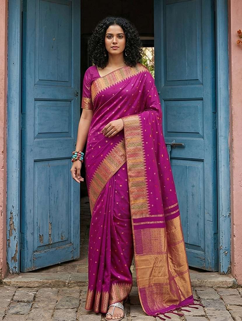 women self design southern silk saree with blouse