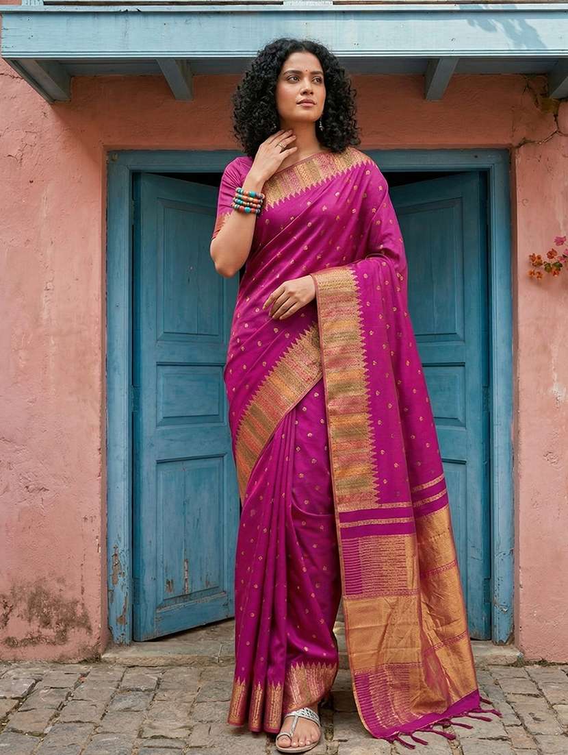 Women Self Design Southern Silk Saree With Blouse - 22703451 -  Standard Image - 1