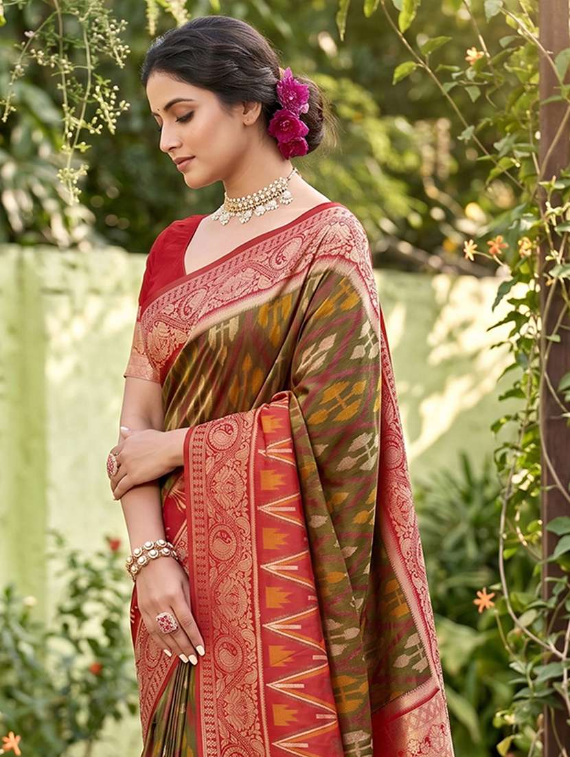 Women Self Design Pochampalli Saree With Blouse - 22703463 -  Standard Image - 1