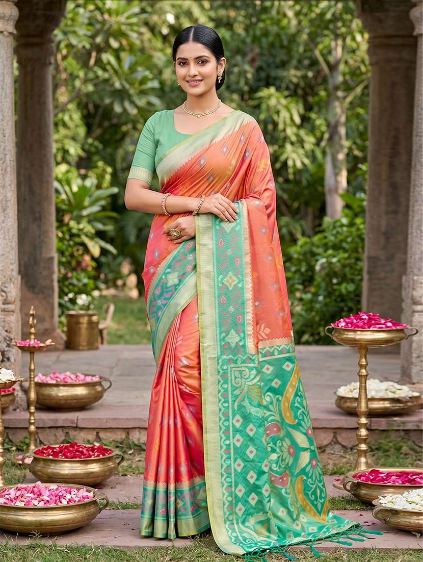 women self design pochampalli saree with blouse