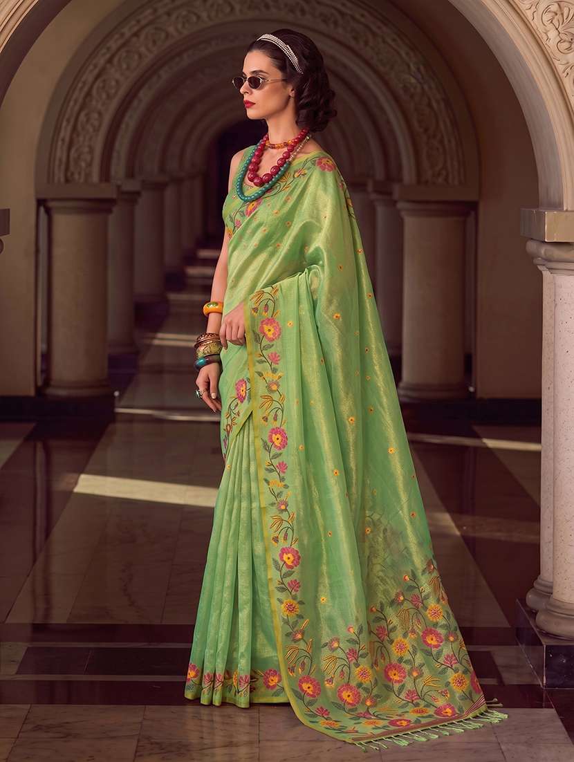 Women Self Design Tissue Silk Saree With Blouse - 22703526 -  Standard Image - 1