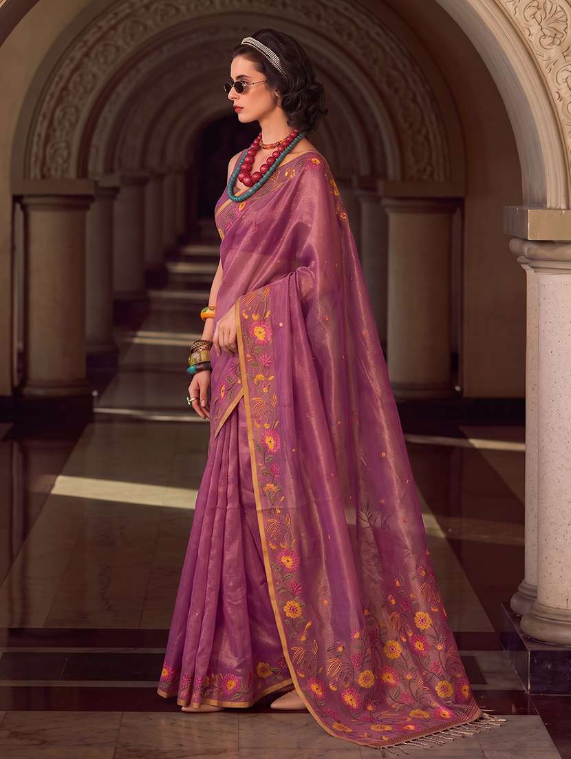 Women Self Design Tissue Silk Saree With Blouse - 22703528 -  Standard Image - 1