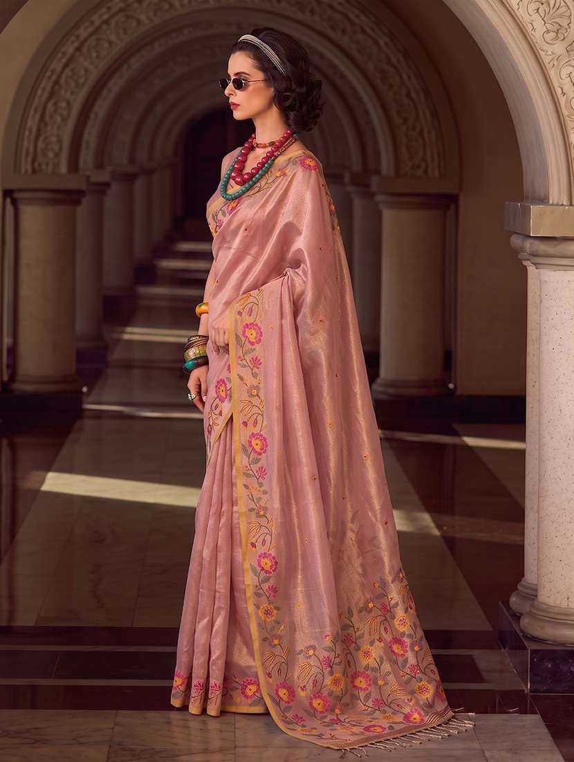 Women Self Design Tissue Silk Saree With Blouse - 22703529 -  Standard Image - 1