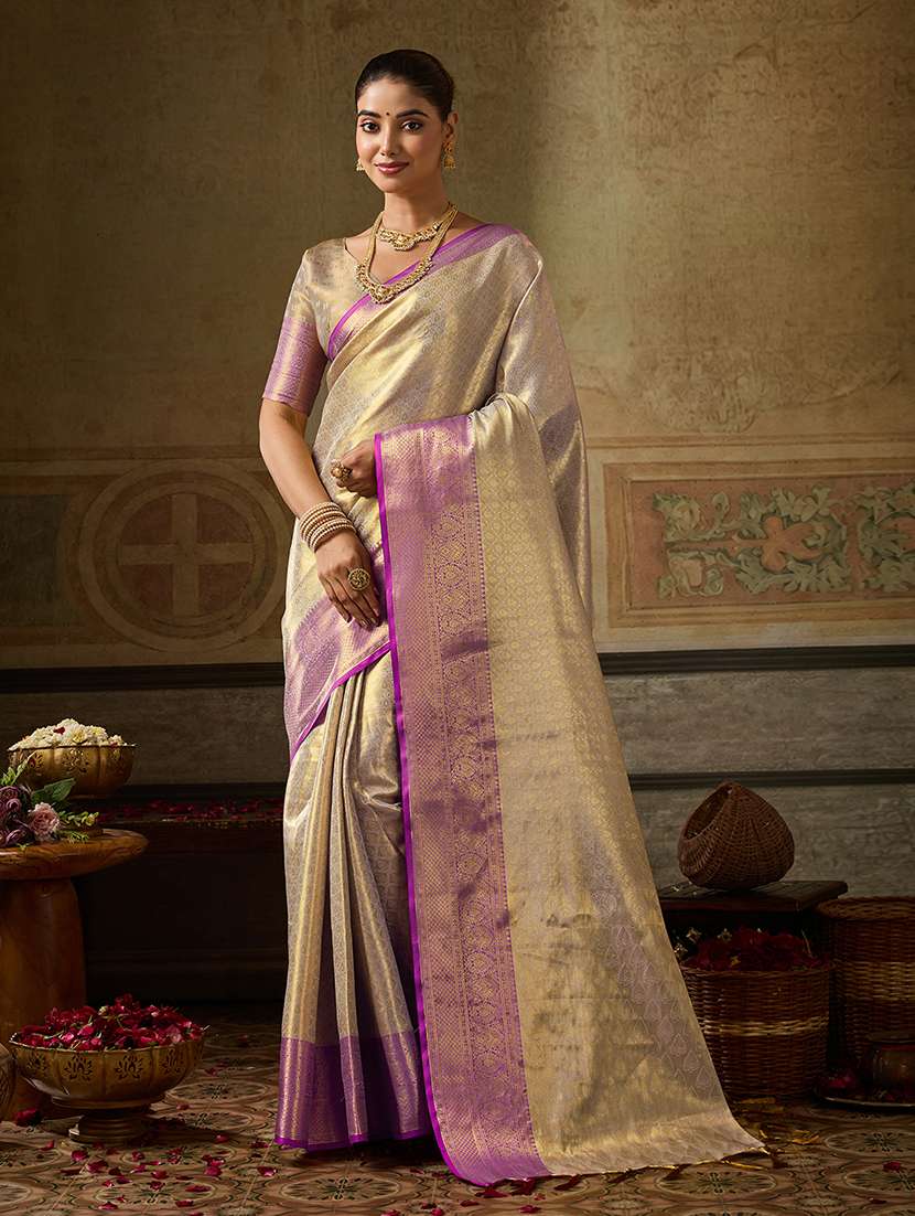 women self design banarasi saree with blouse