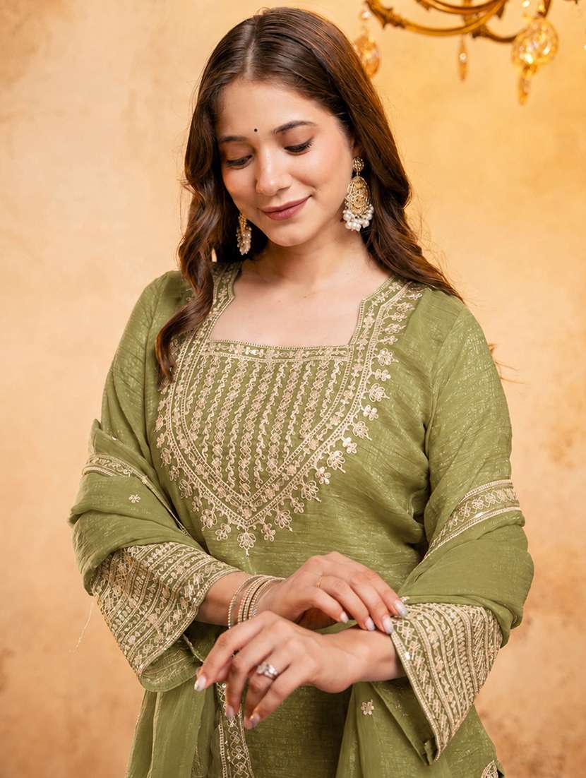 Women Embroidered Long Sleeves Kurta Salwar Set With Dupatta - 22703588 -  Standard Image - 1