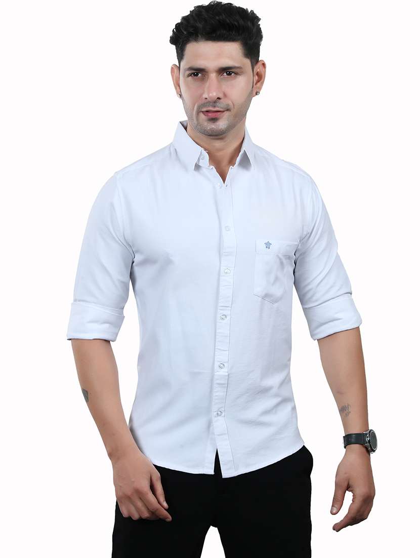 men solid long sleeve regular fit casual shirt