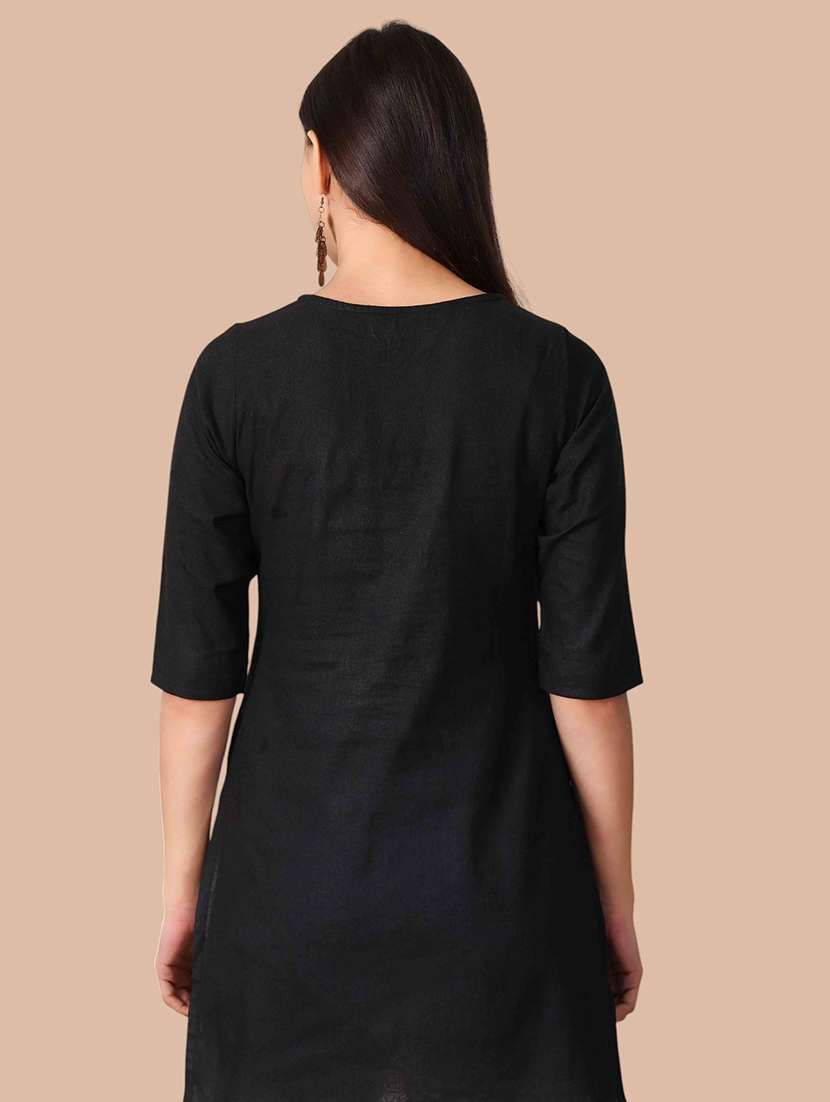 Women Embroidered Three Quarter Sleeves Straight Kurti - 22704486 -  Standard Image - 4