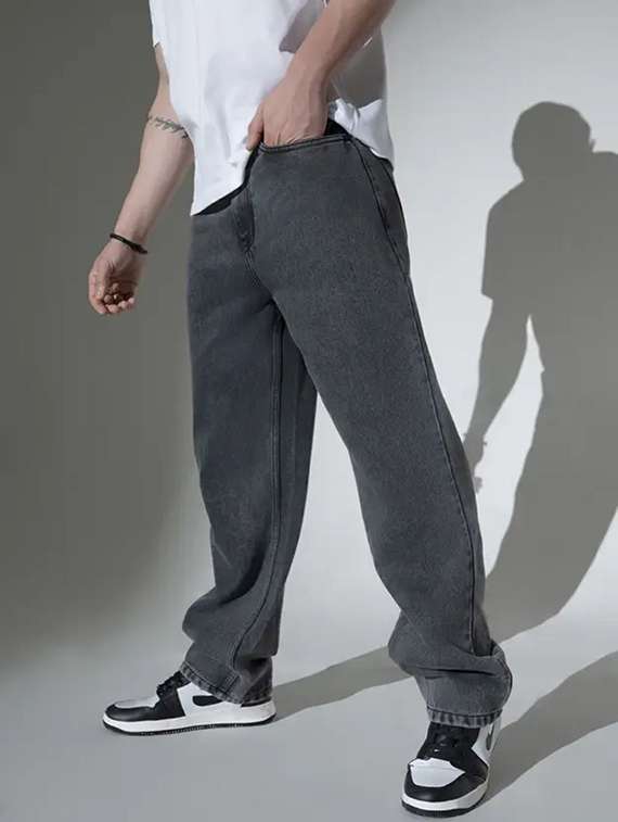 Men Washed Mid Rise Full Length Baggy Jeans - 22704776 -  Standard Image - 1