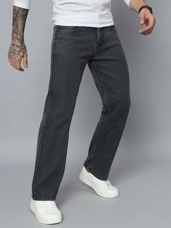 Men Plain Mid Rise Full Length Straight Jeans - 22704793 -  Standard Image - 1