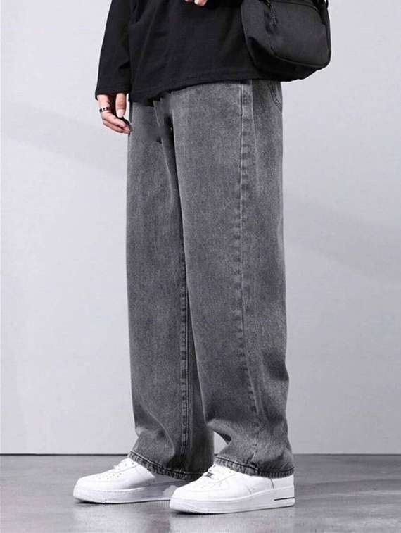 Men Washed Mid Rise Full Length Baggy Jeans - 22704813 -  Standard Image - 1