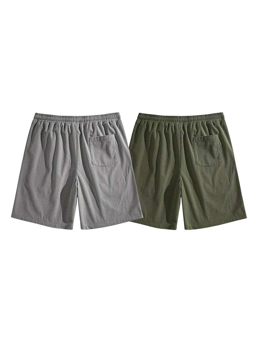 Men Pack Of 2 Self Design Mid Rise Shorts - 22704861 -  Standard Image - 1