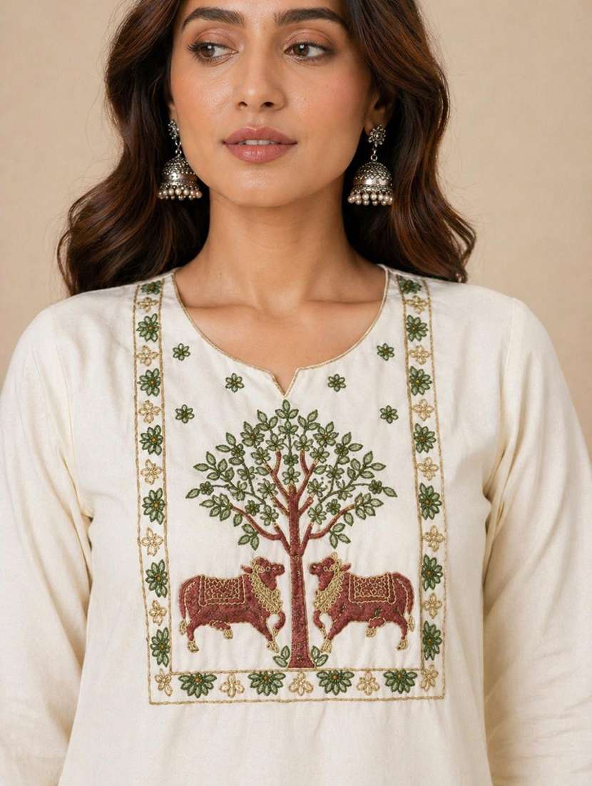 Women Embroidered Three Quarter Sleeves Kurta Pant Set - 22705248 -  Standard Image - 1