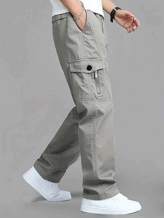Men Solid Mid Rise Regular Fit Cargo - 22705957 -  Standard Image - 1