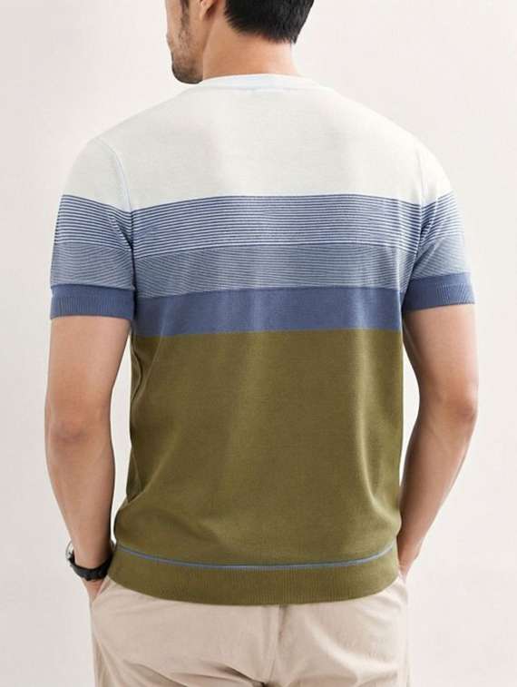 Men Color Block Short Sleeve Slim Fit T-shirt - 22706023 -  Standard Image - 4