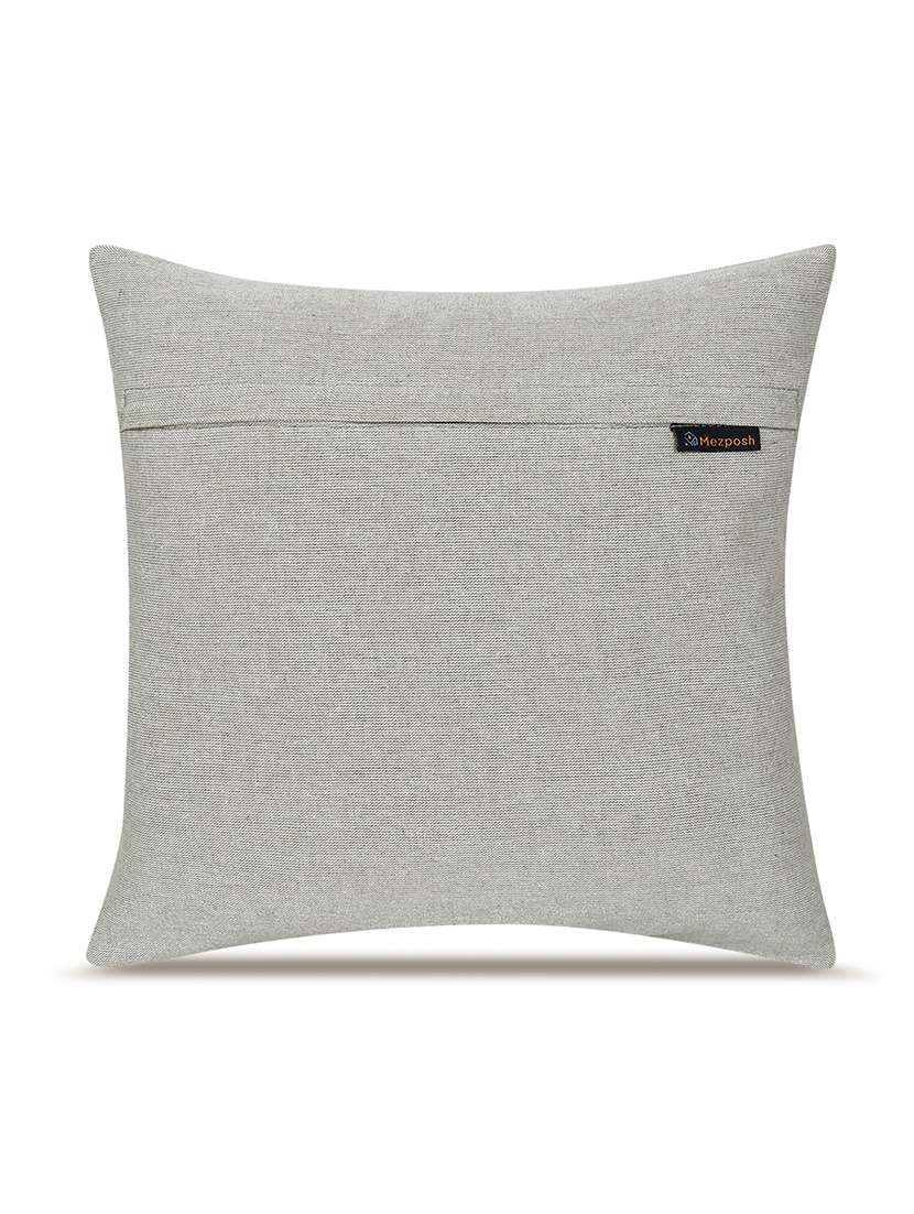Mezposh Ice Blue Floral Embroidered Cotton Cushion Cover (16"x16") - 22707229 -  Standard Image - 1