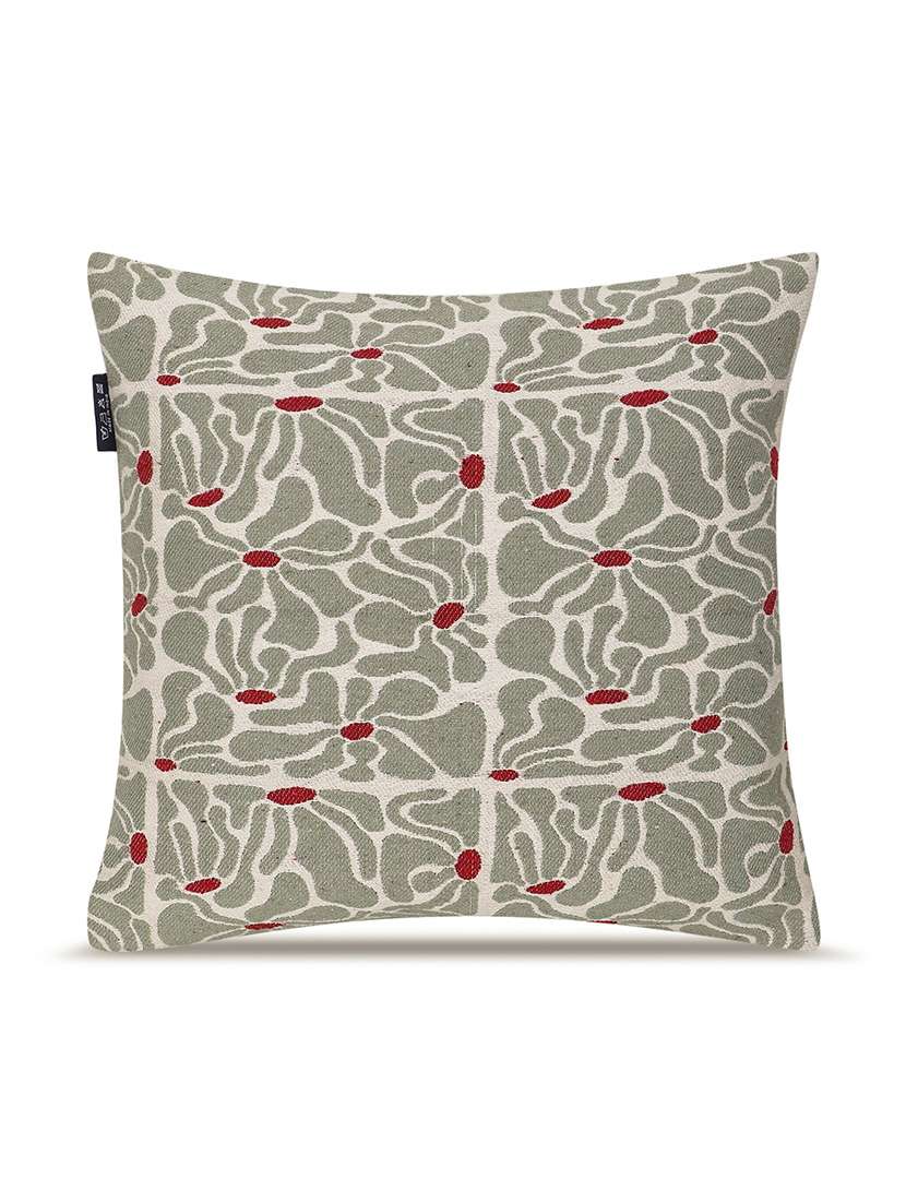 Mezposh Sage Green Floral Embroidered Cotton Cushion Cover (16"x16") - 22707232 -  Standard Image - 1