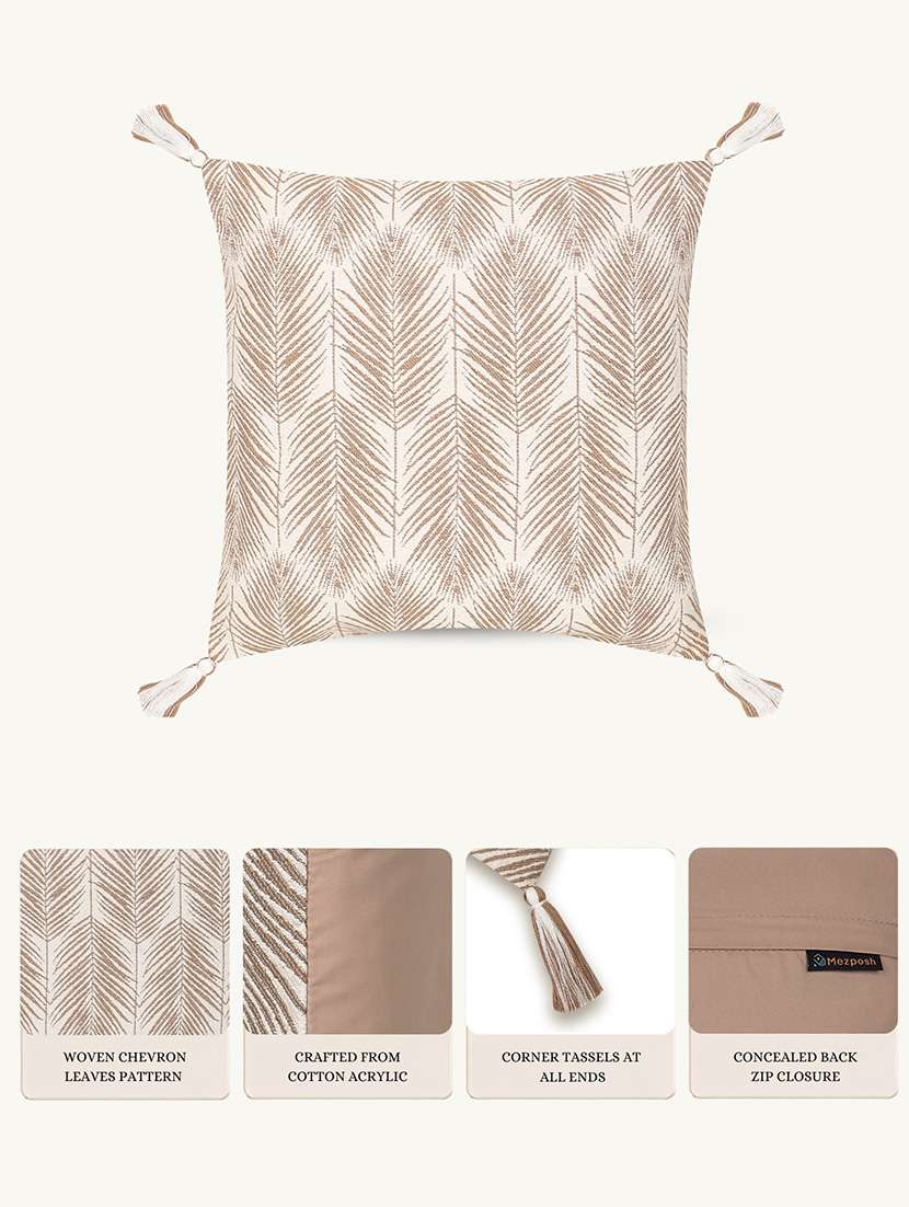 Mezposh Off White Botanical Embroidered Acrylic Cushion Cover (16"x16") - 22707233 -  Standard Image - 4