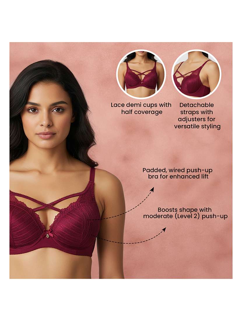 Women Self Design Half Coverage Push Up Bra - 22707255 -  Standard Image - 4