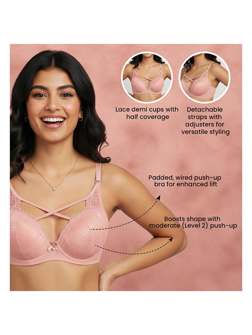 Women Self Design Half Coverage Push Up Bra - 22707256 -  Standard Image - 4
