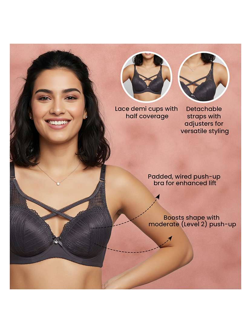 Women Self Design Half Coverage Push Up Bra - 22707258 -  Standard Image - 4