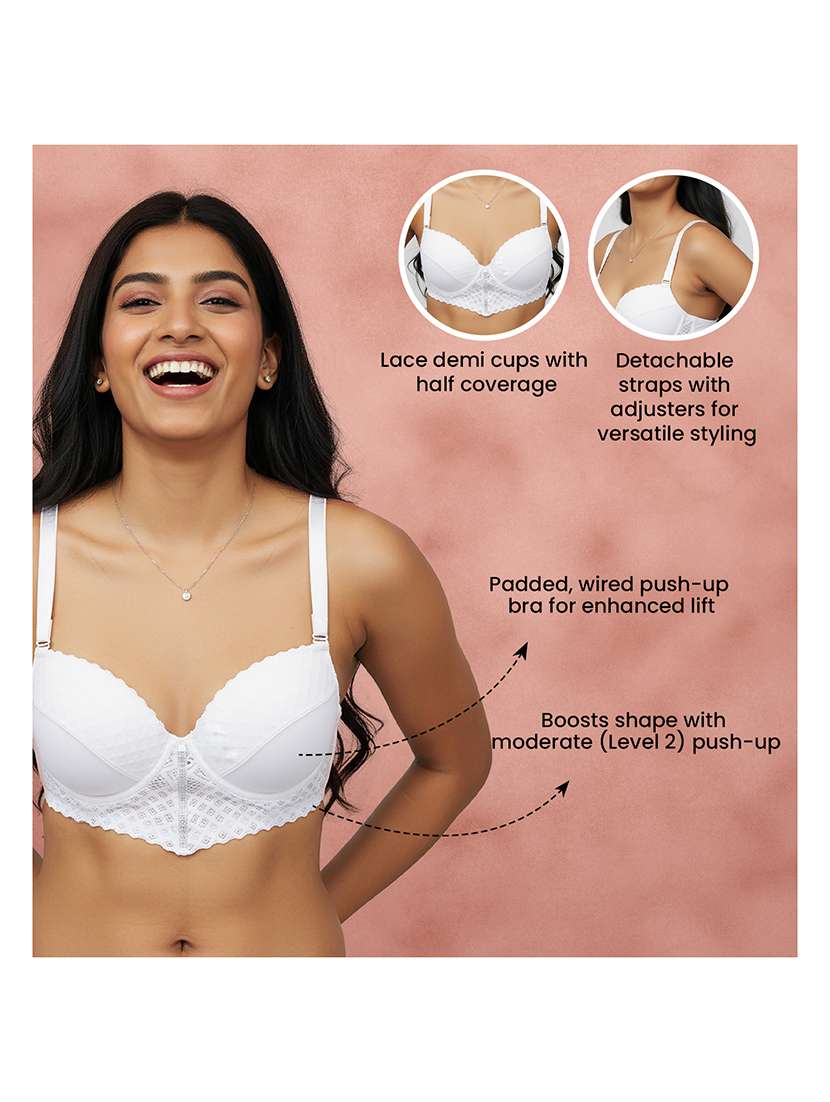 Women Self Design Half Coverage Push Up Bra - 22707259 -  Standard Image - 4