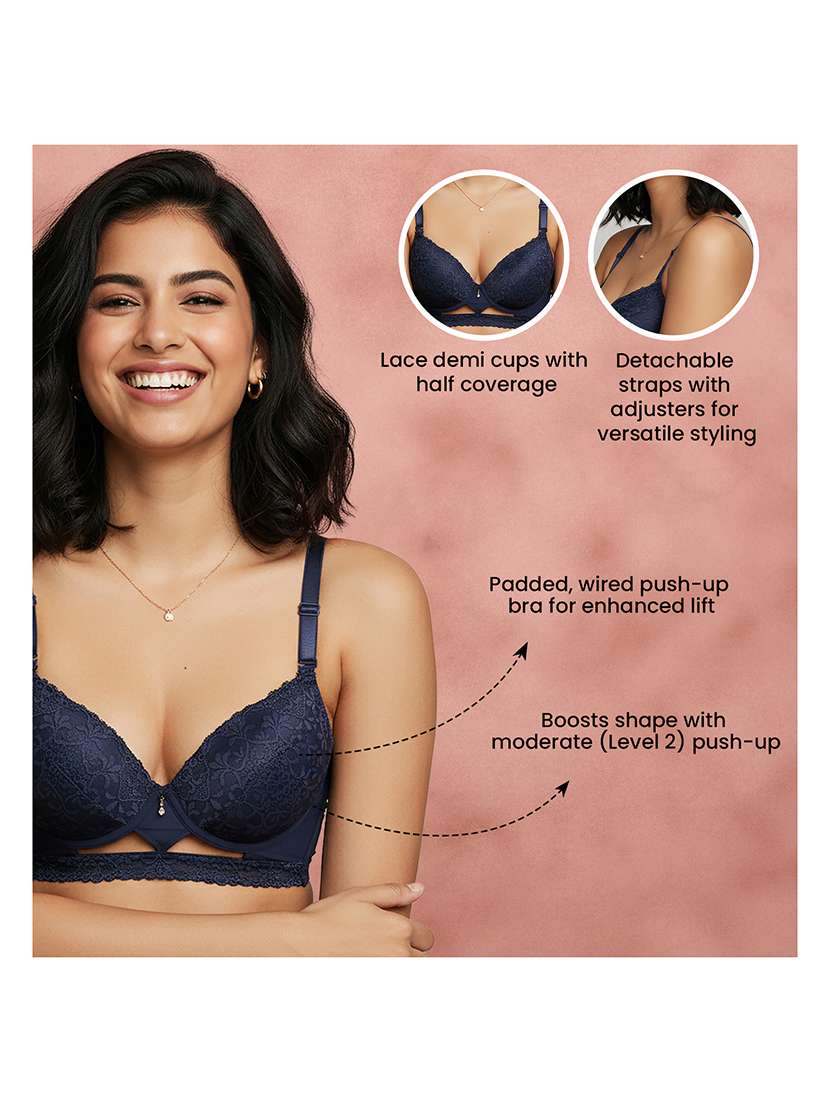 Women Self Design Half Coverage Push Up Bra - 22707260 -  Standard Image - 4