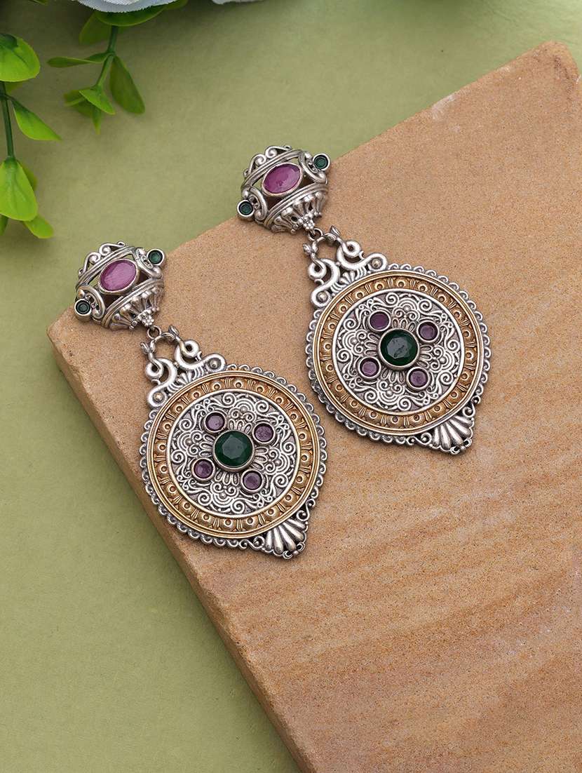 women multi colored drop earrings