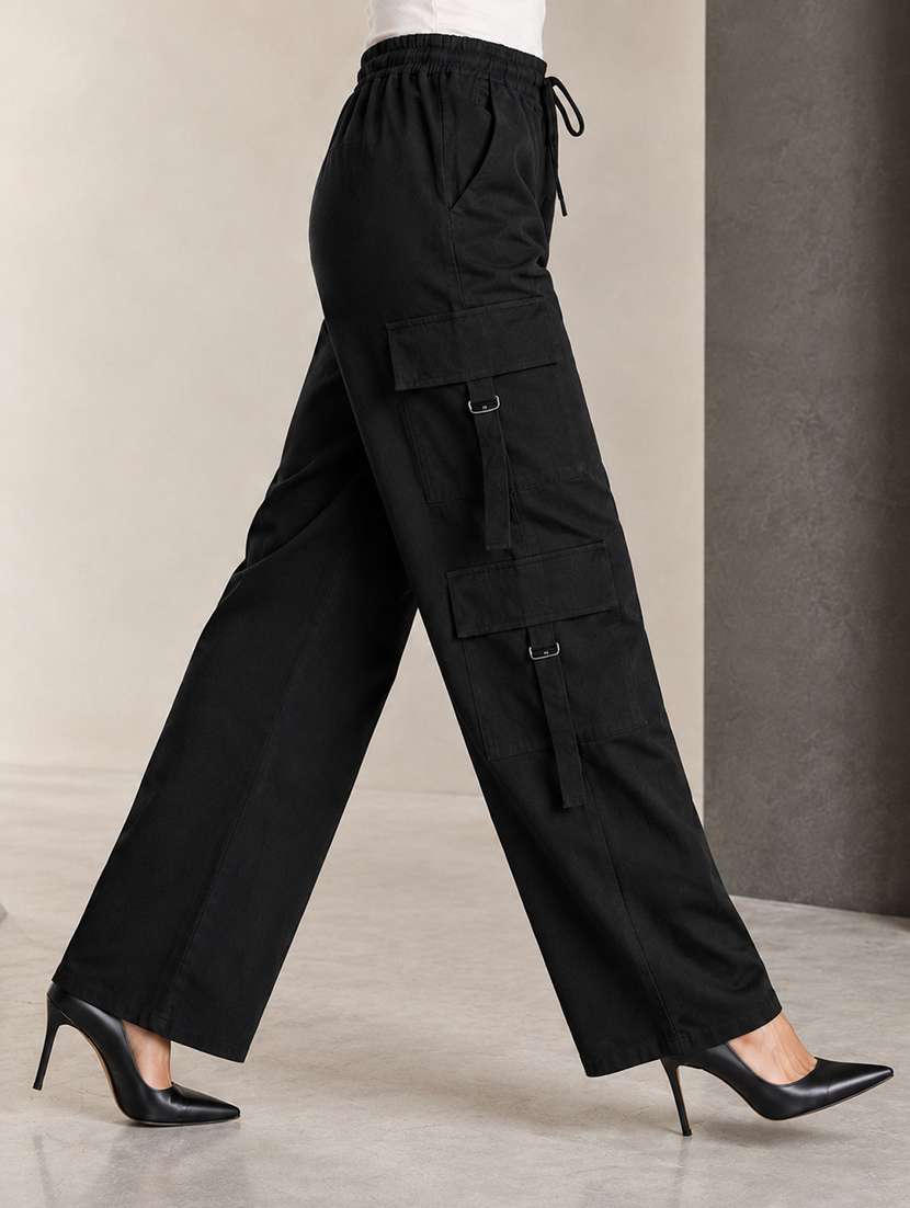 Women Solid High Rise Regular Fit Cargo - 22718713 -  Standard Image - 1