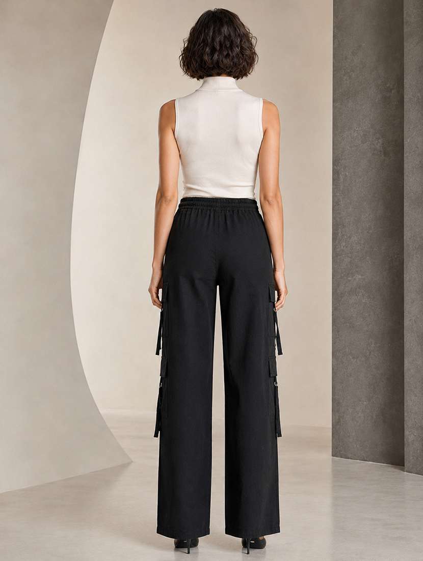 Women Solid High Rise Regular Fit Cargo - 22718713 -  Standard Image - 4