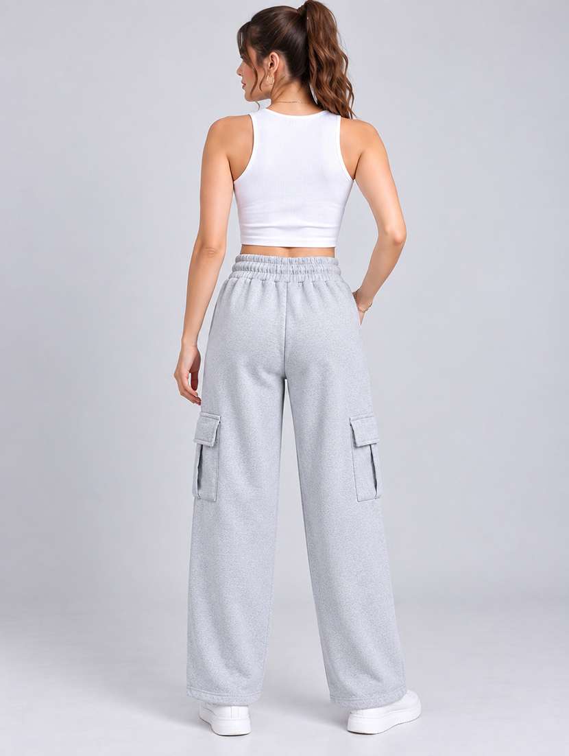 Women Solid High Rise Relaxed Fit Cargo - 22718729 -  Standard Image - 4