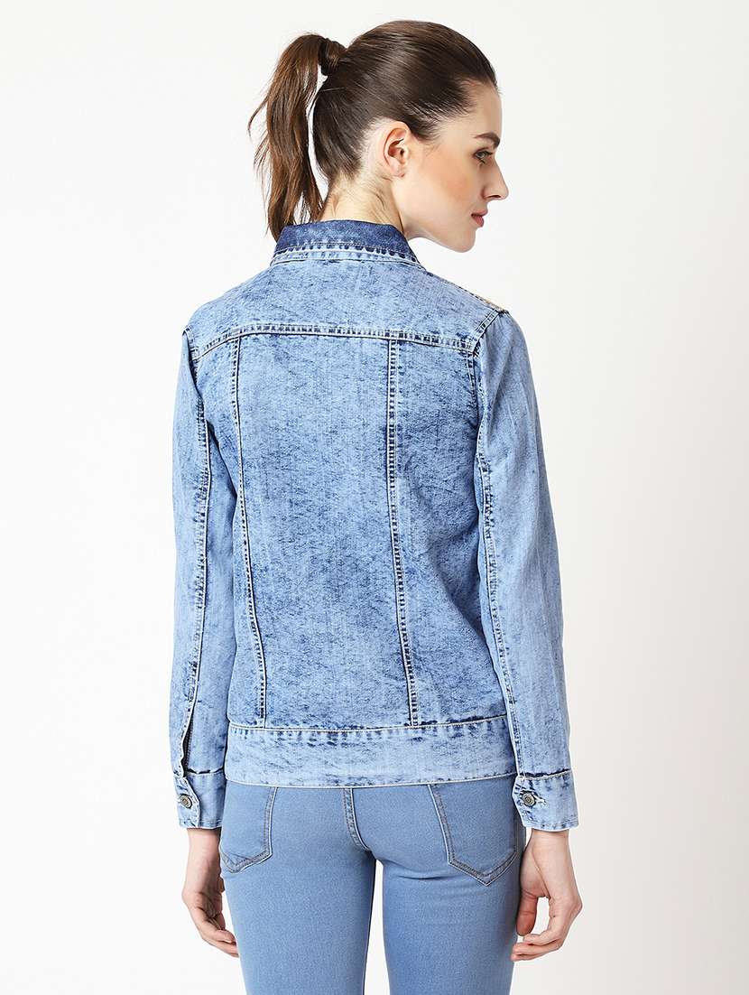 Women Solid Long Sleeves Denim Jacket - 22719322 -  Standard Image - 4