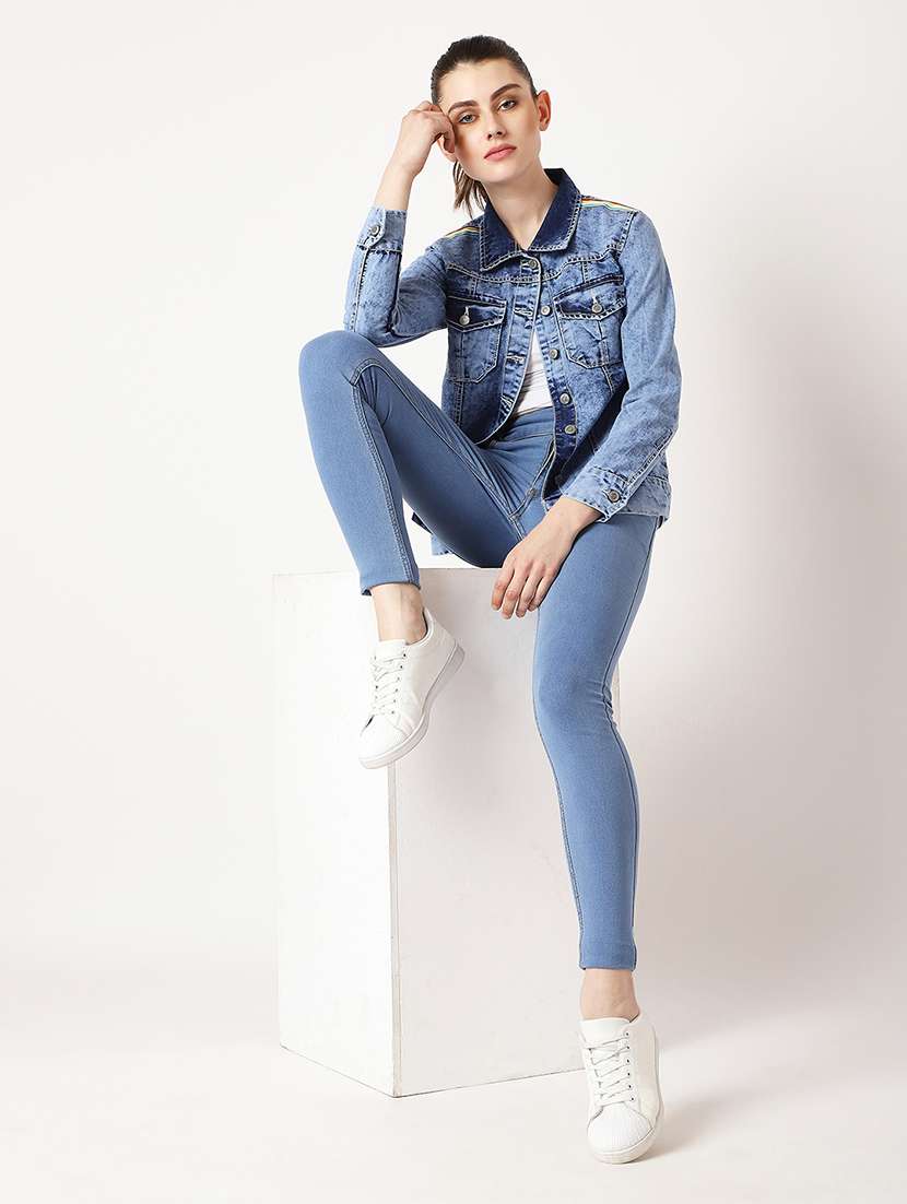 Women Solid Long Sleeves Denim Jacket - 22719322 -  Standard Image - 6