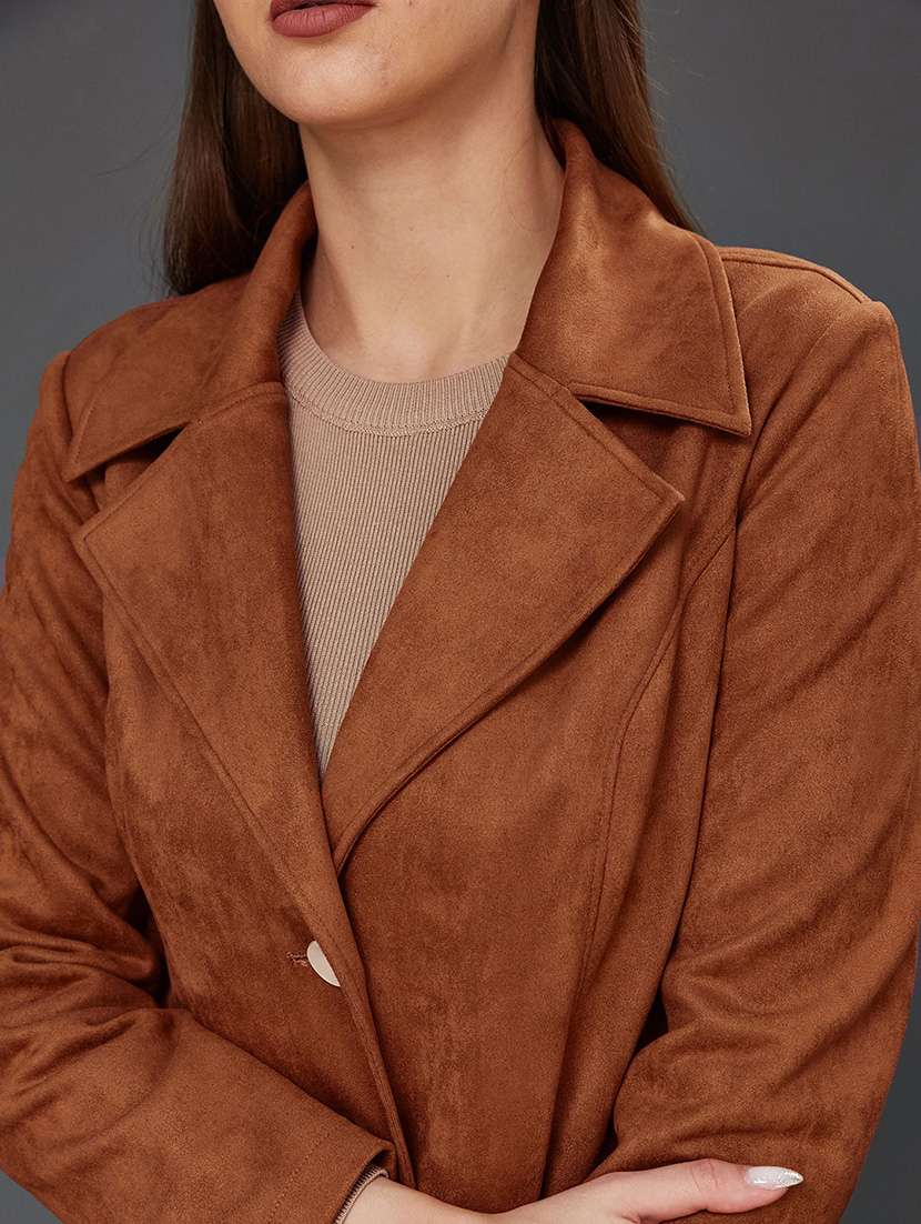 Women Solid Long Sleeves Trench Coat - 22719342 -  Standard Image - 1