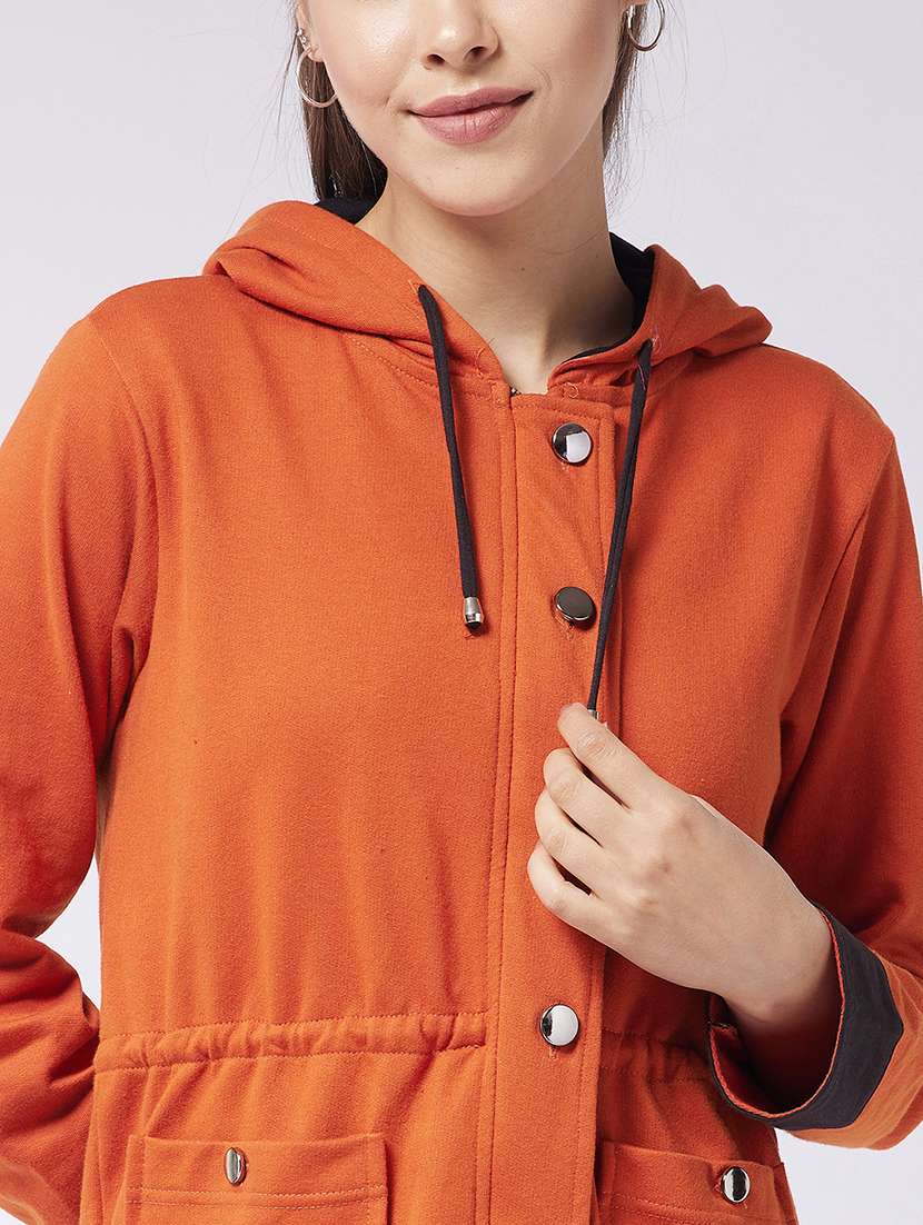 Women Solid Long Sleeves Hooded Parka Jacket - 22719403 -  Standard Image - 1