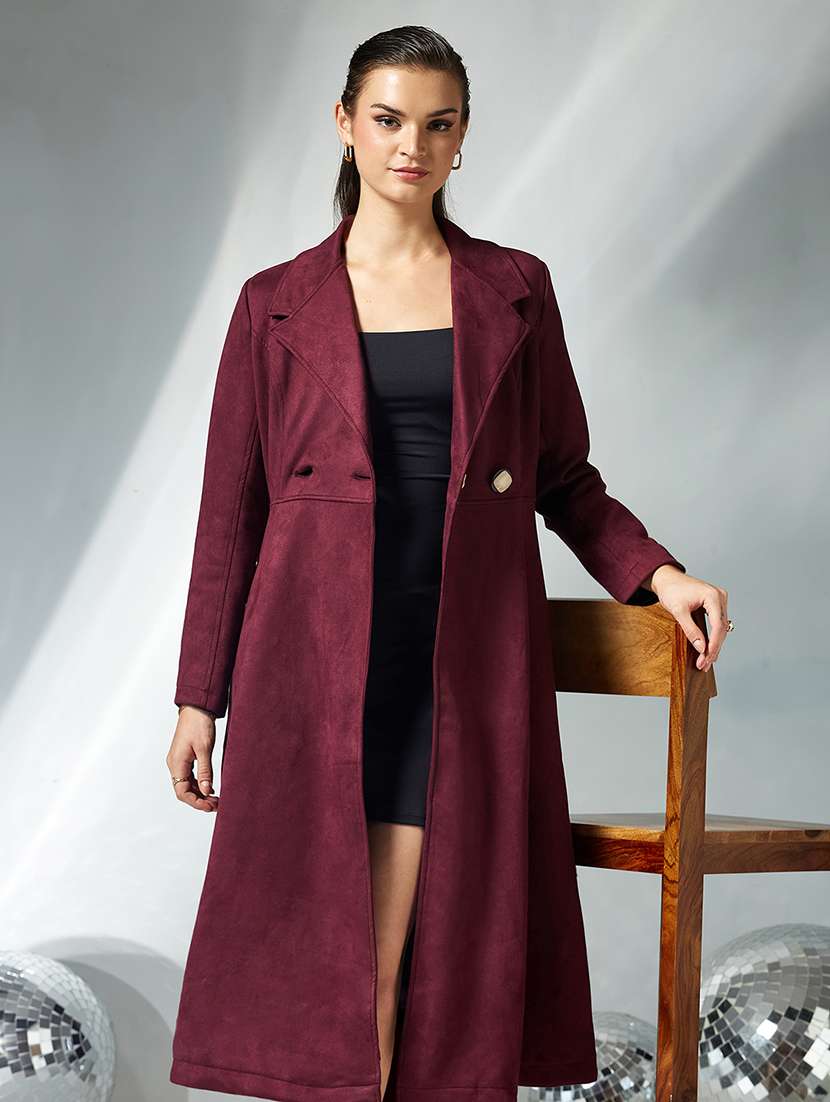 Women Solid Long Sleeves Trench Coat - 22719433 -  Standard Image - 1