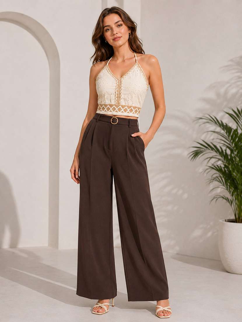 Women Embroidered Halter Neck Crop Top - 22719488 -  Standard Image - 1