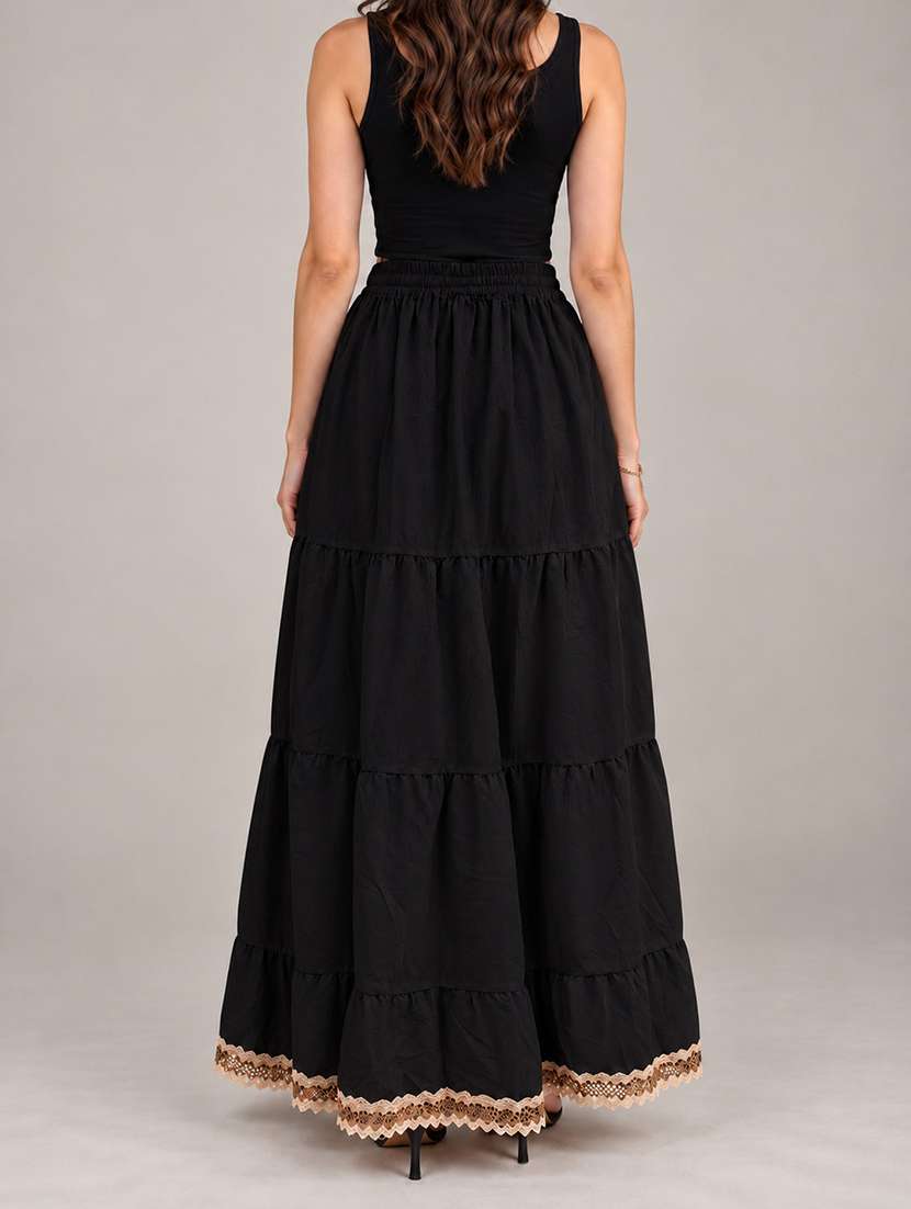 Women Embellished High Rise Tiered Skirt - 22719489 -  Standard Image - 4