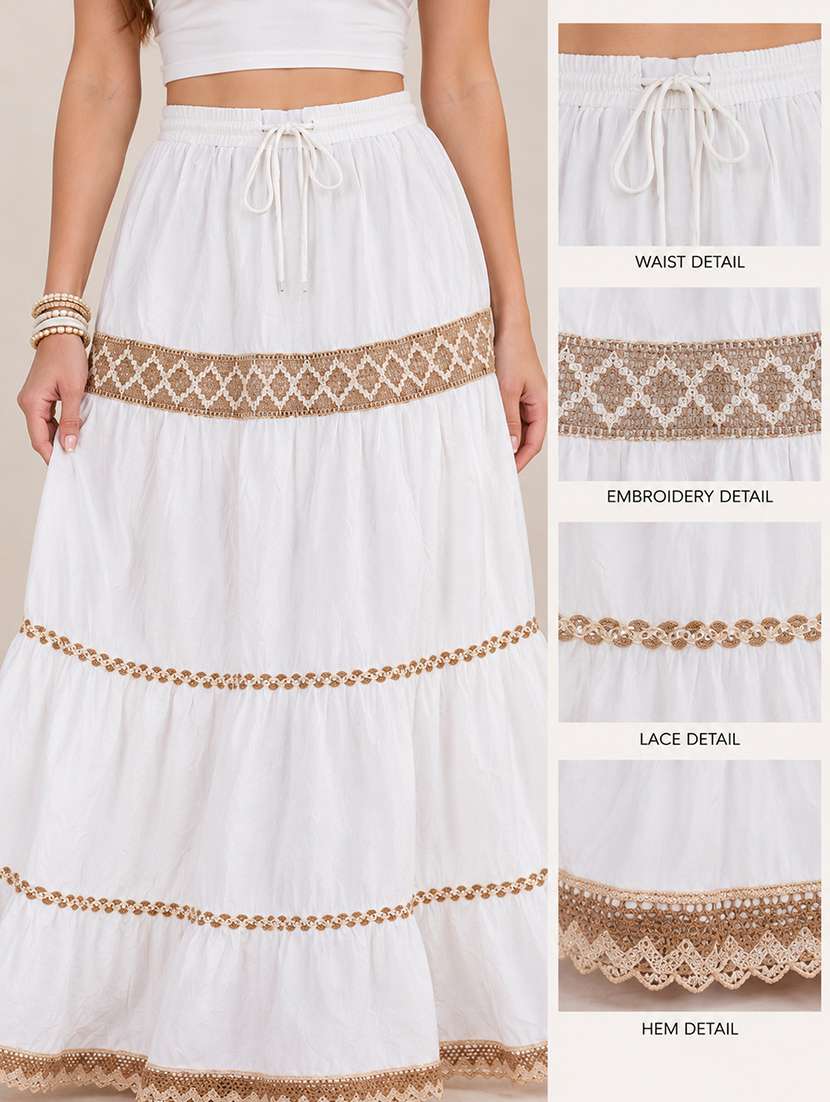 Women Embellished High Rise Tiered Skirt - 22719490 -  Standard Image - 4