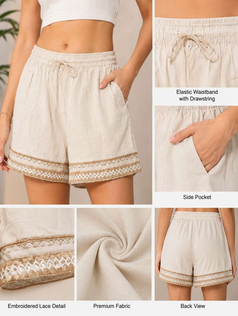 Women Solid Mid Rise Regular Fit Shorts - 22719495 -  Standard Image - 4