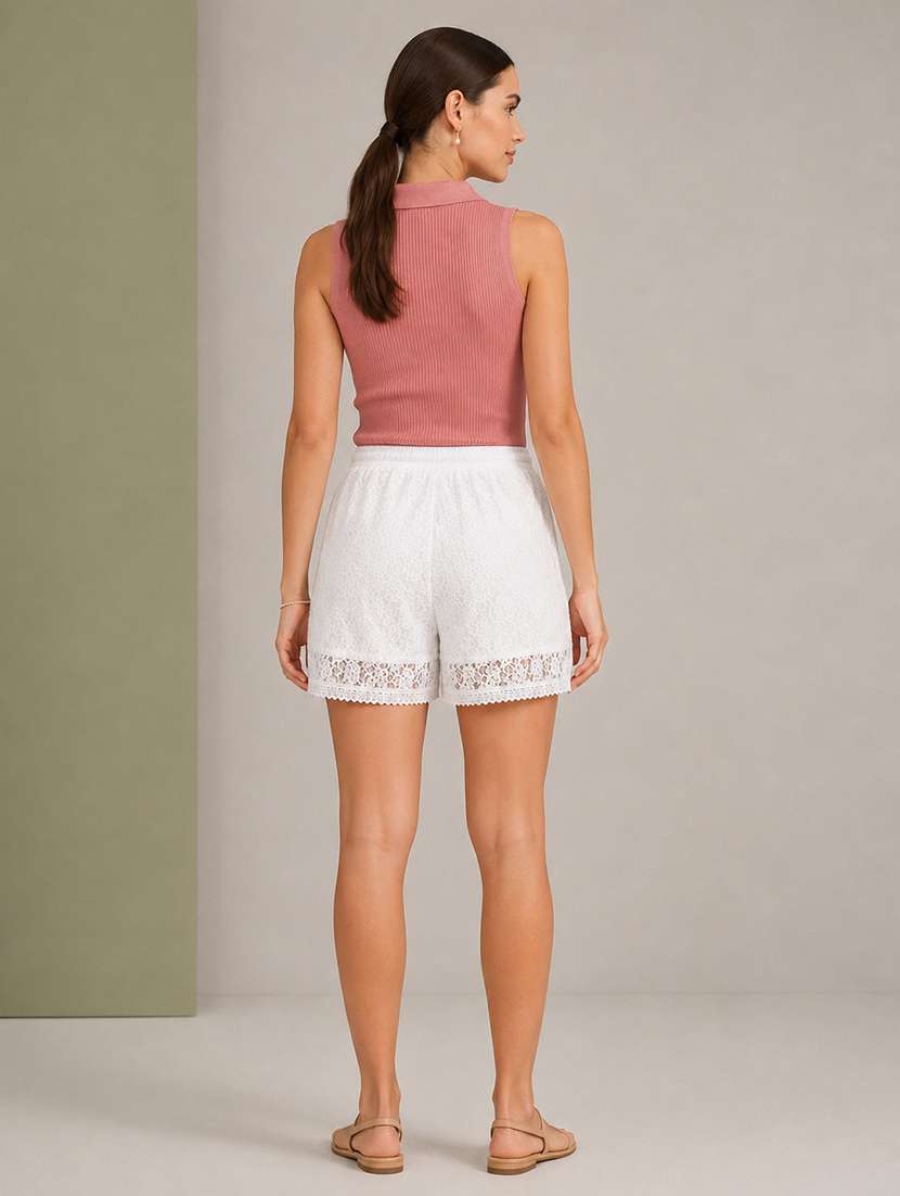 Women Self Design Mid Rise Regular Shorts - 22719496 -  Standard Image - 4