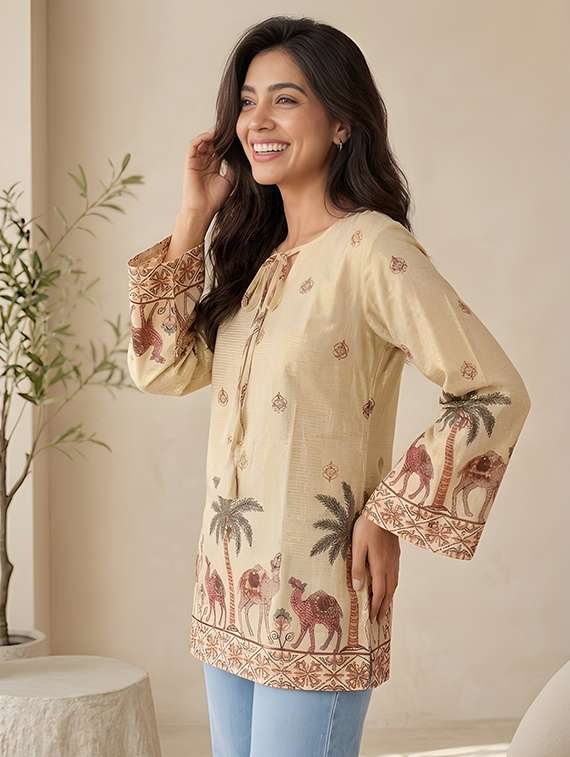 Women Embroidered Long Sleeves Straight Kurti - 22719500 -  Standard Image - 4