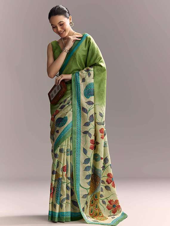 Women Printed Embroidered Saree With Blouse - 22719566 -  Standard Image - 1