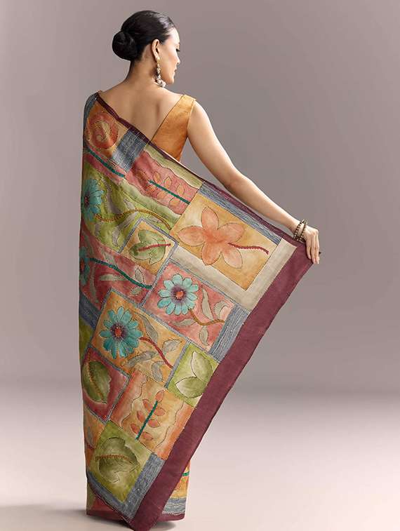 Women Printed Embroidered Saree With Blouse - 22719592 -  Standard Image - 4